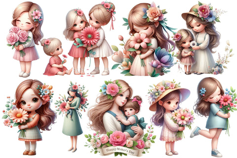 Watercolor Mother's Day Clipart Sublimation Rupkotha 