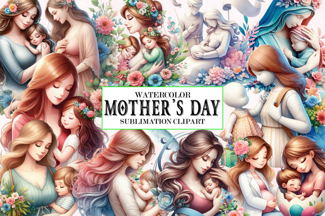 Watercolor Mother's day Clipart Sublimation SVGista 