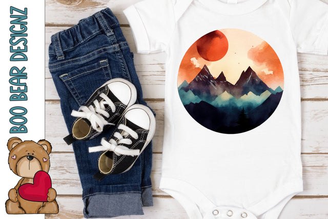 Watercolor Mountain Clipart Sublimation Boo Bear Designz 