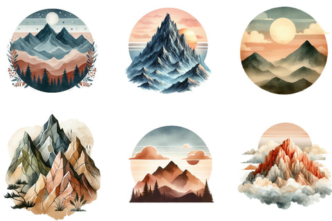 Watercolor Mountain Clipart Sublimation SVGista 