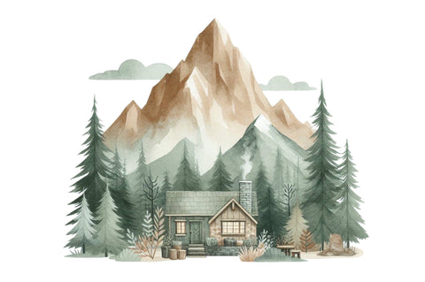 Watercolor Mountain Clipart Sublimation SVGista 