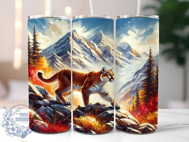 Watercolor Mountain Lion Tumbler, Watercolor Wildlife Tumbler, Rustic Lion Wrap, Whimsical Mountain Wrap, Exotic Animal Wrap, Sublimation Design, Trendy Gift Idea Sublimation ToriDesigns 