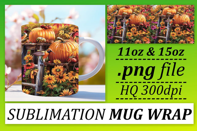 Watercolor Mug Wrap Autumn Fall Design 11oz/15oz Sublimation afrosvg 