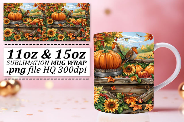 Watercolor Mug Wrap Fall Landscape Sublimation 11oz/15oz Sublimation afrosvg 