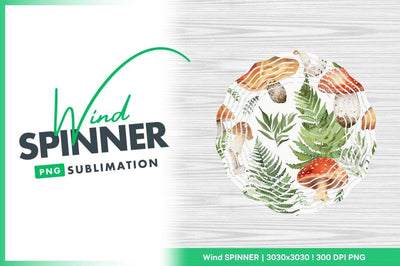 Watercolor Mushroom and Fern Pattern on White Background 1 Sublimation Regulrcrative 