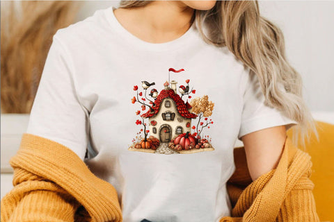 Watercolor Mushroom House Clipart Bundle. Sublimation SVGArt 