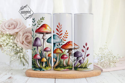 Watercolor Mushroom Tumbler Wrap Sublimation sassyprint 