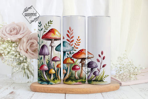 Watercolor Mushroom Tumbler Wrap Sublimation sassyprint 