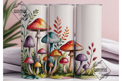 Watercolor Mushroom Tumbler Wrap Sublimation sassyprint 