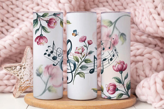 Watercolor Music Notes Tumbler Wrap Sublimation DesignSVG 