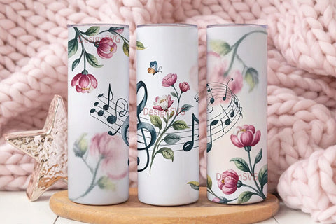 Watercolor Music Notes Tumbler Wrap Sublimation DesignSVG 