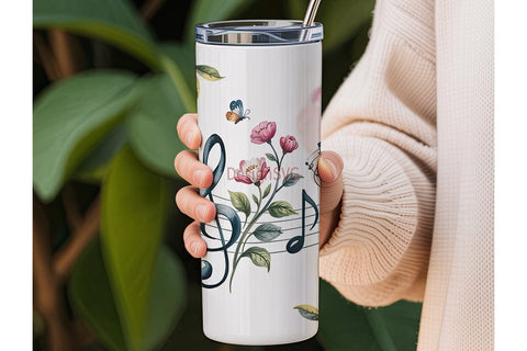 Watercolor Music Notes Tumbler Wrap Sublimation DesignSVG 