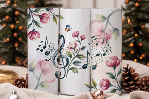 Watercolor Music Notes Tumbler Wrap Sublimation DesignSVG 