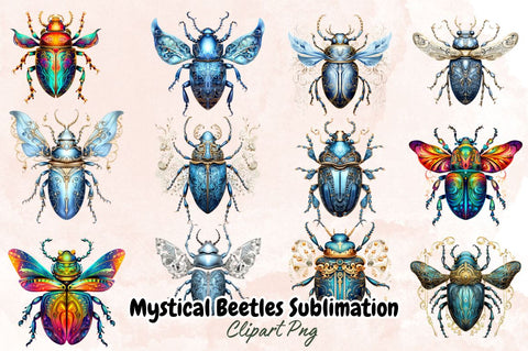 Watercolor Mystical Beetles Sublimation Bundle Sublimation Designangry 