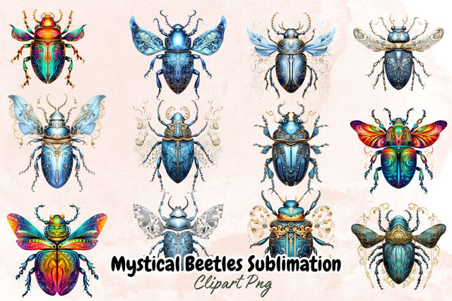 Watercolor Mystical Beetles Sublimation Bundle Sublimation Designangry 