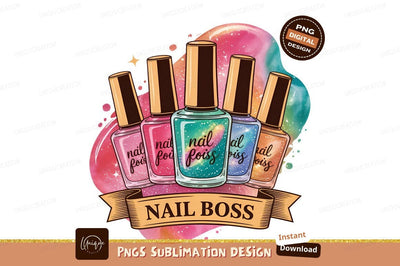 Watercolor Nail Polish Set Sublimation Png Sublimation Designangry 