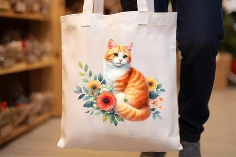 Watercolor Orange Cats Clipart Sublimation Rupkotha 