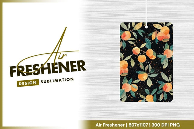 Watercolor Orange Fruit Branches with Leaves on Black Background Pattern Sublimation Regulrcrative 