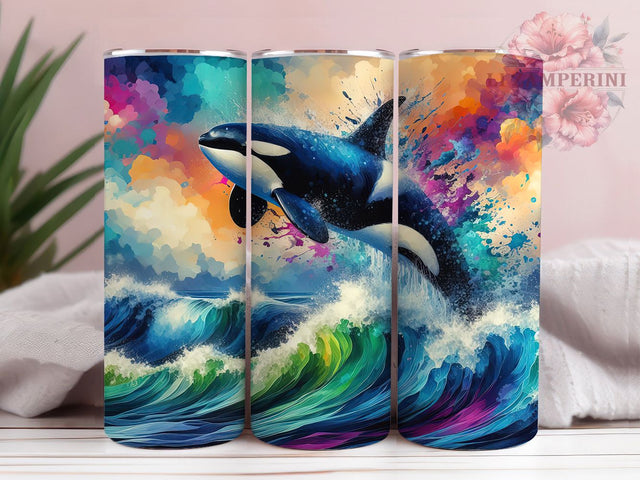 Watercolor Orca Ocean Tumbler, Seamless Ocean, Whale Tumbler, Marine Design, Watercolor Wrap, Ocean Sublimation, Sea Life Pattern Sublimation Li Zamperini 
