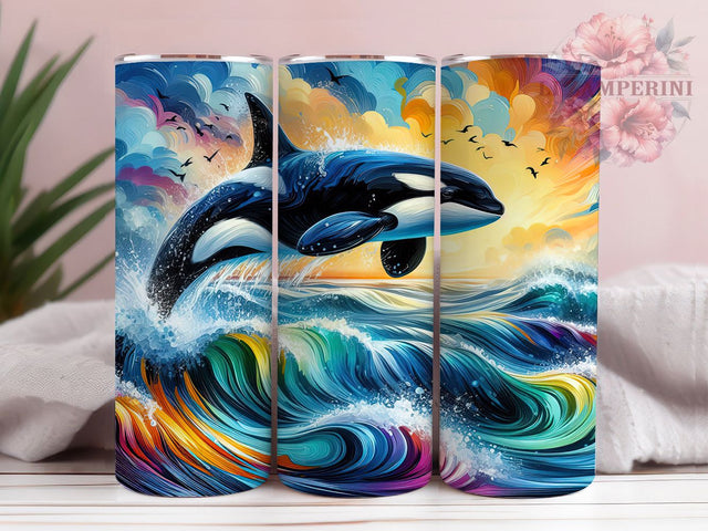 Watercolor Orca Ocean Tumbler, Seamless Ocean, Whale Tumbler, Marine Design, Watercolor Wrap, Ocean Sublimation, Sea Life Pattern Sublimation Li Zamperini 