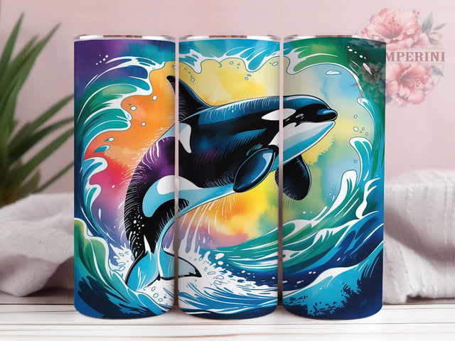 Watercolor Orca Ocean Tumbler, Seamless Ocean, Whale Tumbler, Marine Design, Watercolor Wrap, Ocean Sublimation, Sea Life Pattern Sublimation Li Zamperini 