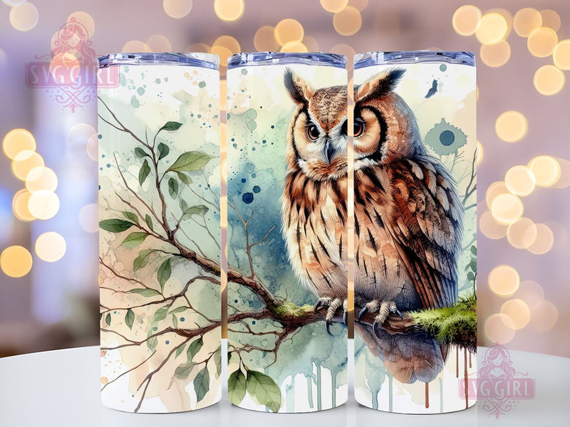 Watercolor Owl 20oz Tumbler Wrap Sublimation Design, Straight Tapered Tumbler Wrap, Cute Owl Tumbler Png, Instant Digital Download Sublimation SvggirlplusArt 