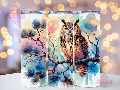 Watercolor Owl 20oz Tumbler Wrap Sublimation Design, Straight Tapered Tumbler Wrap, Cute Owl Tumbler Png, Instant Digital Download Sublimation SvggirlplusArt 