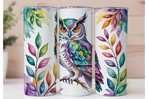 Watercolor Owl 20oz Tumbler Wrap Sublimation PixelChick 