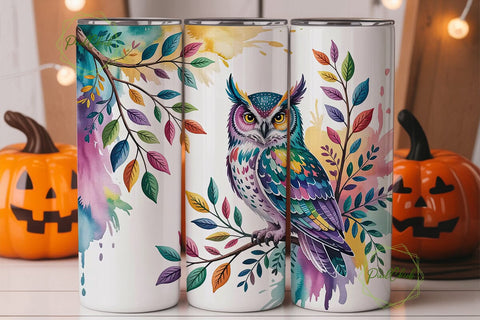 Watercolor Owl 20oz Tumbler Wrap Sublimation PixelChick 