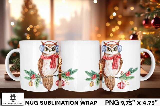 Watercolor Owl Mug Wrap Sublimation Design Sublimation Natasha Prando 