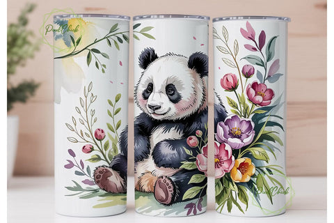 Watercolor Panda 20oz Tumbler Wrap Sublimation PixelChick 