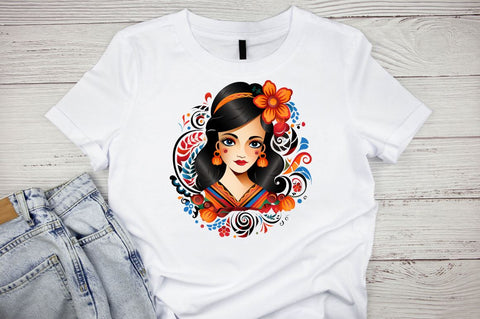 Watercolor Papercut of Mexican Girl Sublimation Bundle Sublimation Designangry 