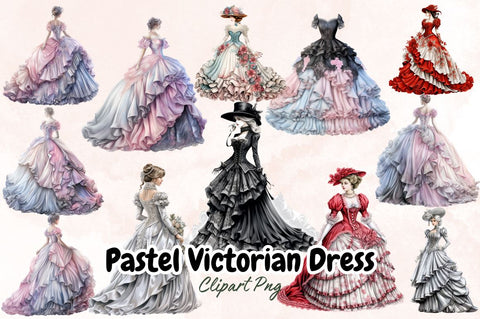 Watercolor Pastel Victorian Dress Sublimation Bundle Sublimation Designangry 