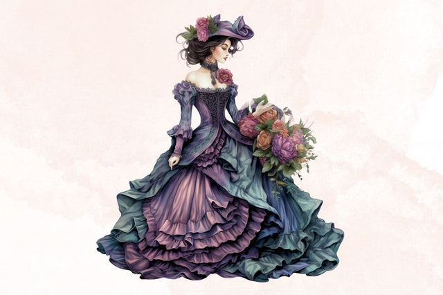 Watercolor Pastel Victorian Dress Sublimation Bundle Sublimation Designangry 