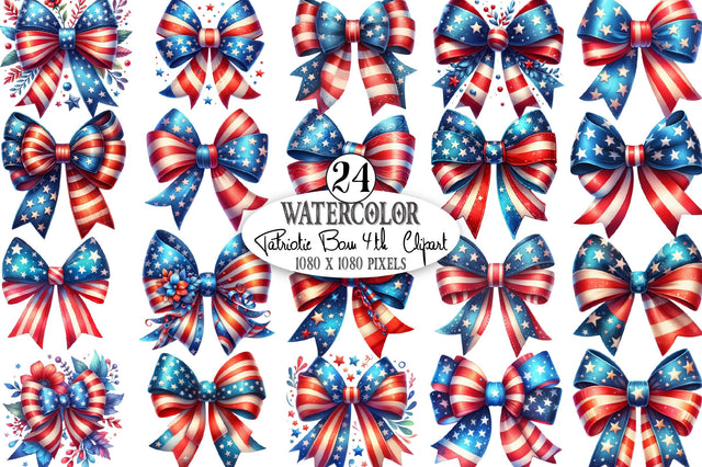 Watercolor Patriotic Bow 4th July USA Sublimation SVGista 