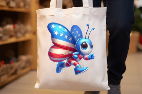 Watercolor Patriotic Butterfly Clipart Sublimation Rupkotha 