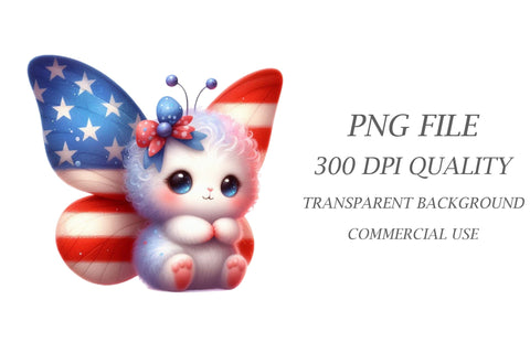 Watercolor Patriotic Butterfly Clipart Sublimation Rupkotha 