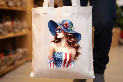 Watercolor Patriotic Fashion Girl Clipart Sublimation Rupkotha 