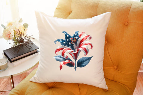 Watercolor Patriotic Flowers Clipart Sublimation designartist 