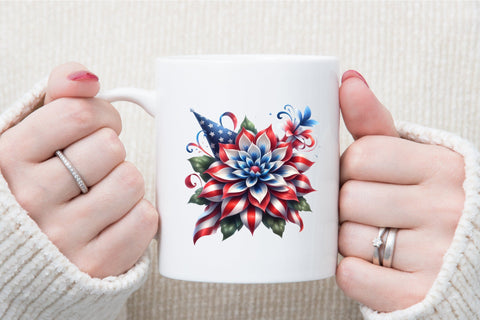 Watercolor Patriotic Flowers Clipart Sublimation designartist 