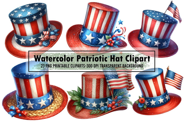 Watercolor Patriotic Hat Clipart Sublimation designartist 