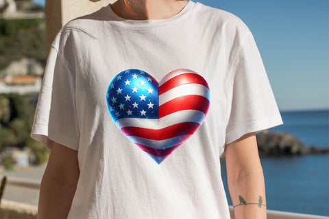 Watercolor Patriotic Heart Sublimation Clipart Bundle Sublimation SVGArt 