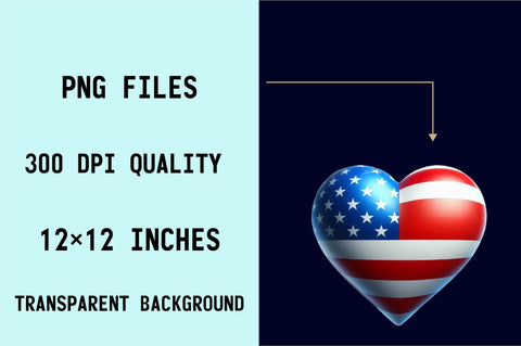Watercolor Patriotic Heart Sublimation Clipart Bundle Sublimation SVGArt 