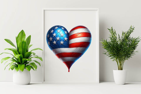Watercolor Patriotic Heart Sublimation Clipart Bundle Sublimation SVGArt 