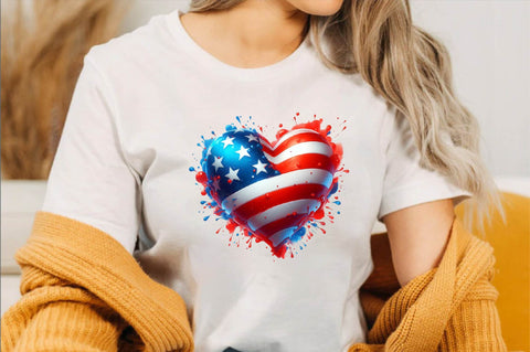 Watercolor Patriotic Heart Sublimation Clipart Bundle Sublimation SVGArt 