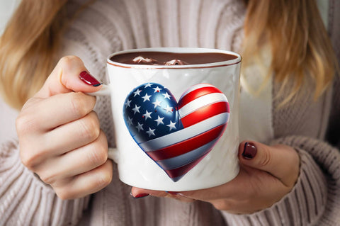 Watercolor Patriotic Heart Sublimation Clipart Bundle Sublimation SVGArt 