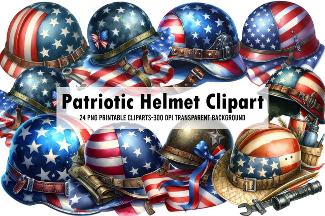 Watercolor Patriotic Helmet Clipart Sublimation Rupkotha 