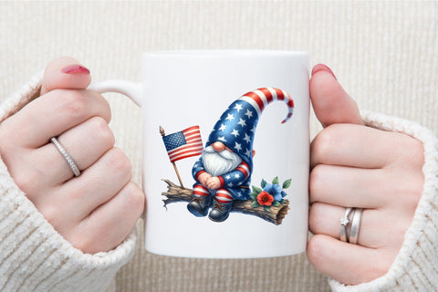 Watercolor Patriotic Moon Gnome Clipart Sublimation designartist 