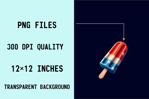 Watercolor Patriotic Popsicle Clipart Sublimation SVGArt 