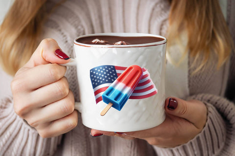 Watercolor Patriotic Popsicle Clipart Sublimation SVGArt 